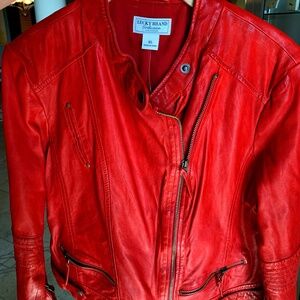 Lucky Brand new with tags red leather motto biker jacket XL